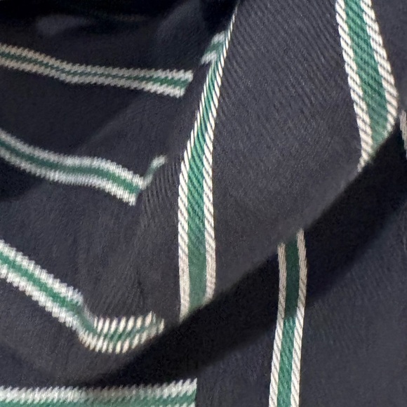 BCBG Jumpsuit PinStriped Navy Green Strap Cropped - Picture 6 of 8